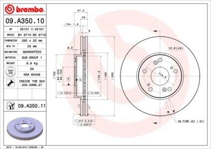 Tarcza hamulcowa BREMBO 09.A350.11 45251SEAE00