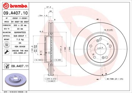 Tarcza hamulcowa BREMBO 09.A407.11 45251SCAE50
