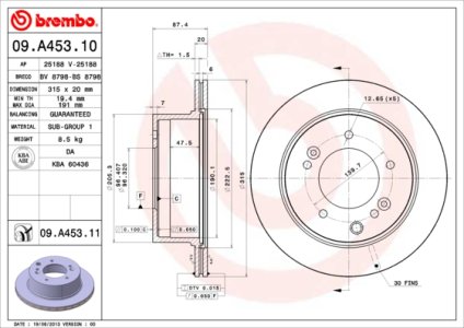 Tarcza hamulcowa BREMBO 09.A453.11 584113E300