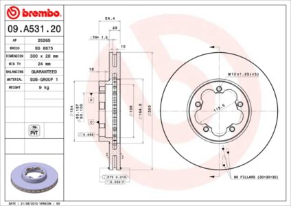 Tarcza hamulcowa BREMBO 09.A531.20 1543340