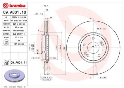 Tarcza hamulcowa BREMBO 09.A601.11 517122B700