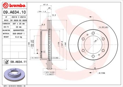 Tarcza hamulcowa BREMBO 09.A634.11 435120K060