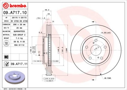 Tarcza hamulcowa BREMBO 09.A717.11 4351230310