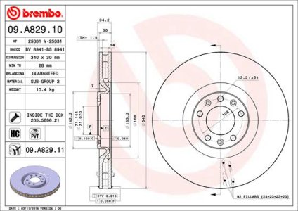 Tarcza hamulcowa BREMBO 09.A829.11 4249F9