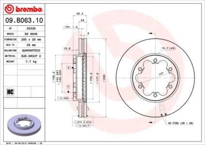 Tarcza hamulcowa BREMBO 09.B063.10 4351226190