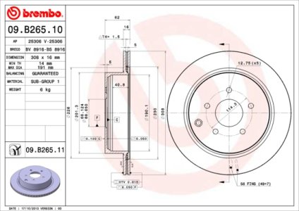 Tarcza hamulcowa BREMBO 09.B265.11 43206CA000