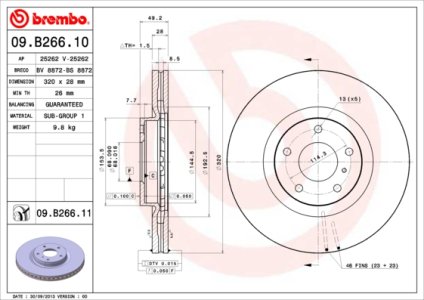 Tarcza hamulcowa BREMBO 09.B266.11 40206CA010