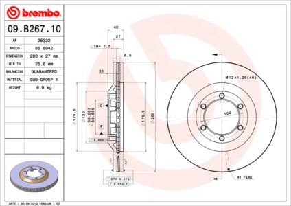 Tarcza hamulcowa BREMBO 09.B267.10 8973606780