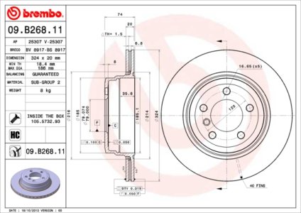 Tarcza hamulcowa BREMBO 09.B268.11 34216765887