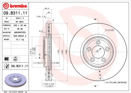 Tarcza hamulcowa BREMBO 09.B311.11 C2C25336