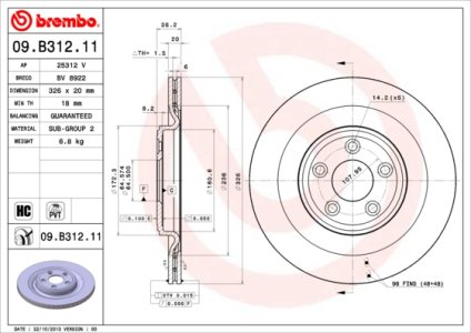 Tarcza hamulcowa BREMBO 09.B312.11 C2C25339