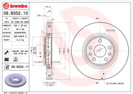Tarcza hamulcowa BREMBO 09.B352.11 402060003R