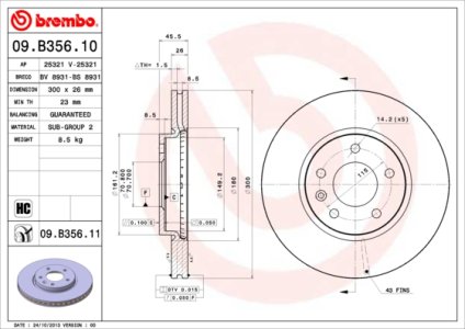 Tarcza hamulcowa BREMBO 09.B356.11 569070