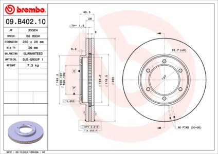 Tarcza hamulcowa BREMBO 09.B402.10 4351226130
