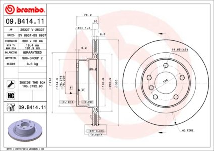 Tarcza hamulcowa BREMBO 09.B414.11 34216778051