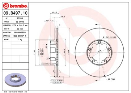 Tarcza hamulcowa BREMBO 09.B497.10 402069X200