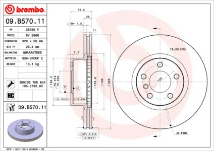 Tarcza hamulcowa BREMBO 09.B570.11 34106787490