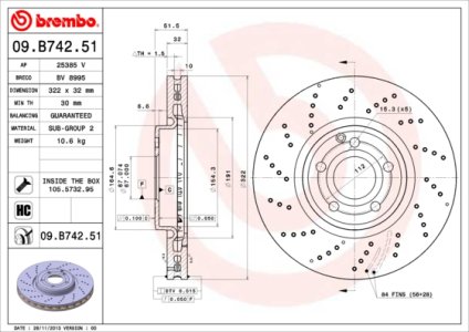 Tarcza hamulcowa BREMBO 09.B742.51 2184210312