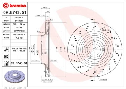 Tarcza hamulcowa BREMBO 09.B743.51 2314230512