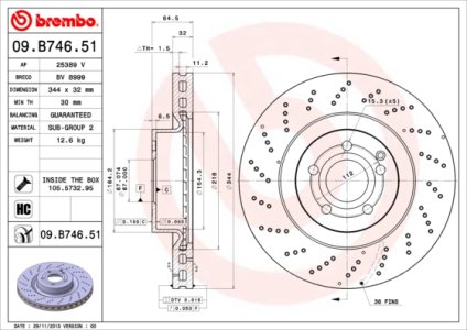 Tarcza hamulcowa BREMBO 09.B746.51 2044211112