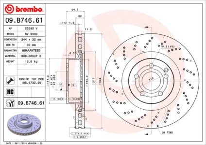 Tarcza hamulcowa BREMBO 09.B746.61 2074210012