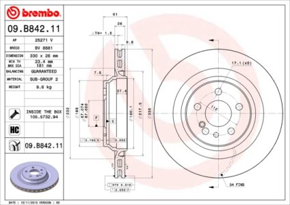 Tarcza hamulcowa BREMBO 09.B842.11 2204230512