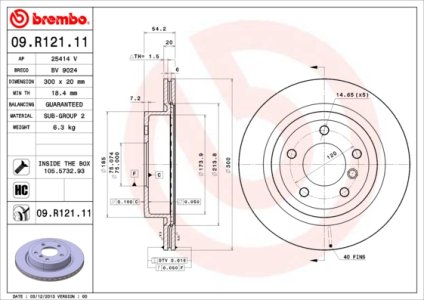 Tarcza hamulcowa BREMBO 09.R121.11 34216782605