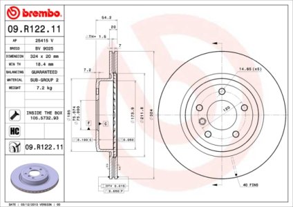 Tarcza hamulcowa BREMBO 09.R122.11 34216782607