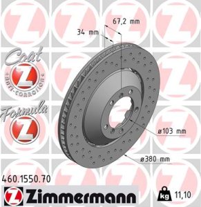 Tarcza hamulcowa ZIMMERMANN 460155070 99735140991 PORSCHE 911 (997)  09-11 LP