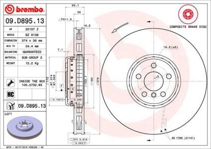 TARCZA HAMULC. BMW 7 G11,G12  15- LP