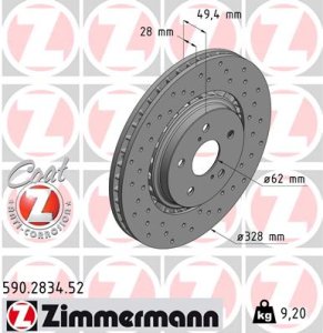 Tarcza hamulcowa ZIMMERMANN 590283452 4351248130 TOYOTA RAV 4 IV  15- przód