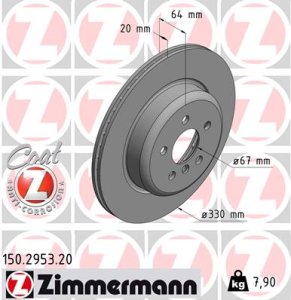 Tarcza hamulcowa ZIMMERMANN 150295320 34216882246 BMW 5 G30,F90  16- PT