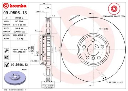 TARCZA HAMULC. BMW 7 G11,G12  15- PP