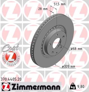 Tarcza hamulcowa ZIMMERMANN 370440520 TK7833251B MAZDA 6  18- przód