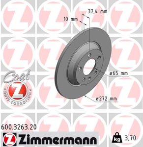 Tarcza hamulcowa ZIMMERMANN 600326320 2Q0615601G VW POLO  17- tył