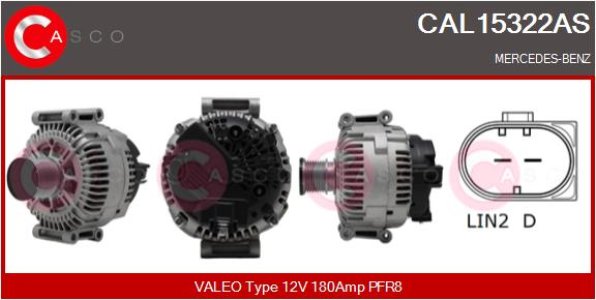 ALTERNATOR 12V 180A CASCO CAL15322AS 