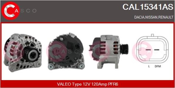 ALTERNATOR 12V 120A CASCO CAL15341AS 
