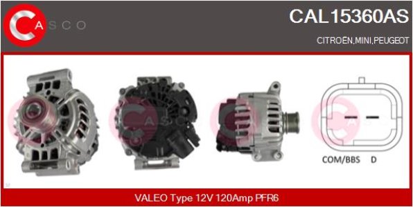 ALTERNATOR 12V 120A CASCO CAL15360AS 