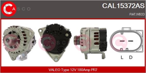 ALTERNATOR 12V 180A CASCO CAL15372AS 