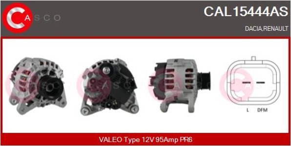 ALTERNATOR 12V 95A CASCO CAL15444AS 