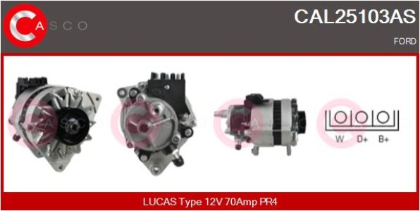 ALTERNATOR 12V 70A CASCO CAL25103AS 