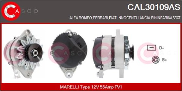 ALTERNATOR 12V 55A CASCO CAL30109AS 