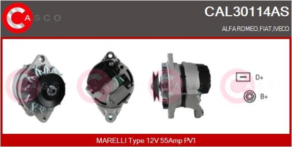 ALTERNATOR 12V 55A CASCO CAL30114AS 