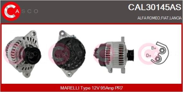 ALTERNATOR 12V 95A CASCO CAL30145AS 