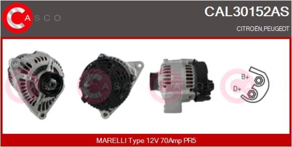 ALTERNATOR 12V 70A CASCO CAL30152AS 