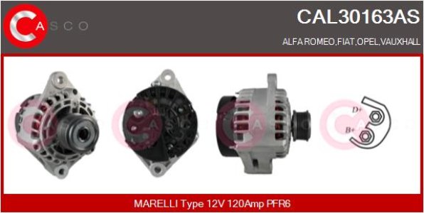 ALTERNATOR CASCO CAL30163AS 12V 120A INA