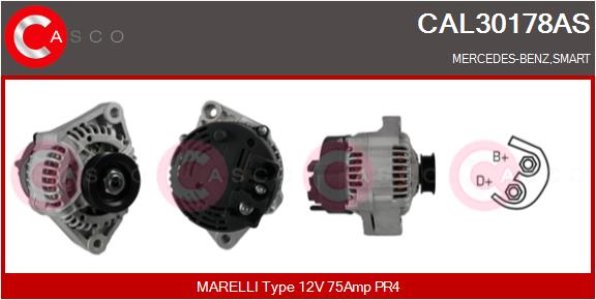 ALTERNATOR 12V 75A CASCO CAL30178AS 