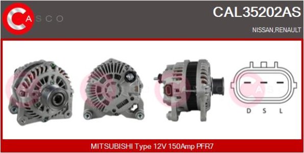ALTERNATOR 12V 150A CASCO CAL35202AS 
