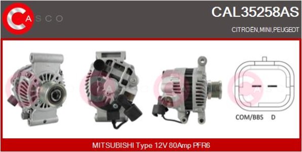 ALTERNATOR 12V 80A CASCO CAL35258AS 
