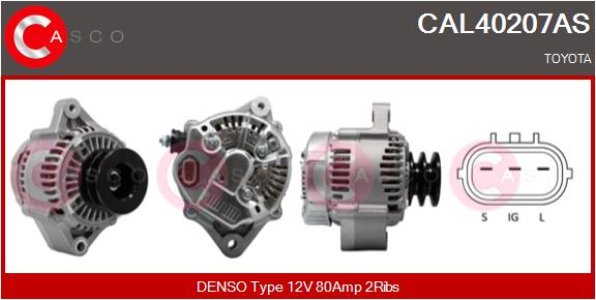 ALTERNATOR 12V 80A CASCO CAL40207AS 